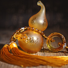 轩之梦 汽车挂件吊坠 车内装饰挂件车饰 貔貅葫芦挂饰品车载汽车香水挂件后视镜 豪华款-琥珀色