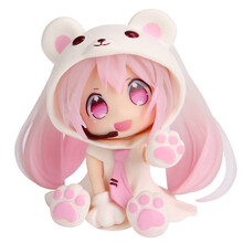 初音未来 Q版公仔  白熊初音 GK雪初音 小粘土可爱模型手办 动漫周边 送礼车载摆件 粉熊樱花初音（有底座）