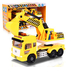 LEFEI 乐飞工程车导弹车军车带声光音乐益智玩具车惯性吊车挖掘机仿真模型车儿童礼物 9883灯光音乐讲故事-大型挖掘机