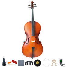 思雅晨专业大提琴成年人儿童手工初学练习考级演奏实木单板哑光亮光系列 普及夹板哑光大提琴MC 4/4身高150CM以上