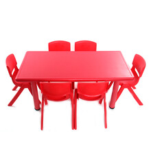育才 环保防火板材 幼儿可升降书桌子 儿童学习桌 幼儿园课桌 宝宝餐桌长方桌 育才长方桌-红色小班