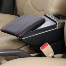 乾图 汽车扶手箱专车专用免打孔手扶箱 黑 旋转款 起亚K2福瑞迪焕驰锐欧