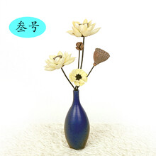 干花陶瓷花瓶复古禅意花瓶套装客厅书房插花装饰品古典简约家用餐桌干花花瓶套餐摆件 含花瓶套餐03 含花瓶
