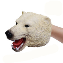 儿童仿真恐龙手偶手套玩具软胶三角霸王龙模型玩偶鲨鱼狮子老虎 北极熊手偶