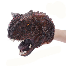 儿童仿真恐龙手偶手套玩具软胶三角霸王龙模型玩偶鲨鱼狮子老虎 牛龙手偶