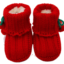 婴儿棉鞋冬款新生儿保暖加绒加厚卡通毛线鞋宝宝学步鞋 底长11cm 红色樱桃