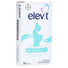 BAYER 德国本土版拜耳爱乐维Elevit孕妇产妇哺乳期DHA复合维生素叶酸孕前中后营养片含叶酸 3段30粒复合维生素（哺乳期） Omega3 德国直邮原装进口