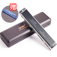 奇美 口琴24孔C调专业演奏初学儿童成人复音口琴吹奏乐器 专业演奏银白色+教材+琴盒+绒布袋