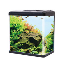 美吉氏鱼缸水族箱 小型玻璃桌面鱼缸带灯过滤器封闭式生态鱼缸 CX600-黑色 标配