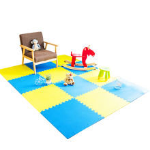 明德 婴儿爬行垫拼接泡沫地垫 儿童卧室客厅房间宝宝爬爬垫拼接 加厚2.5cm抗震隔音防滑垫 树叶纹 蓝色+黄色 60*60*2.5cm树叶纹【4片+边条】