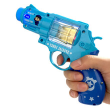 电动玩具枪1-3-5岁男孩灯光音乐左轮枪卡通儿童宝宝女孩玩具 神枪手【蓝色】 送2节5号电池