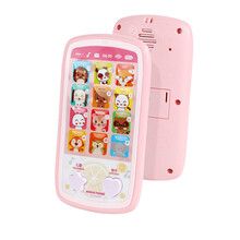 儿童早教能音乐触屏手机宝宝启蒙小孩玩具仿真多功能电话模型玩具 早教手机【粉色】 送2节7号电池