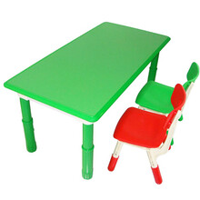 儿童桌椅塑料学生书桌靠背椅子可升降幼儿园桌子椅子学习课桌椅 绿色一桌二椅
