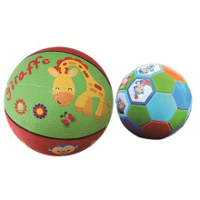 费雪（Fisher Price）儿童玩具球二合一 （17cm篮球长颈鹿+儿童足球13cm 赠送打气筒）礼品
