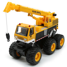 美驰图大号工程车玩具合金汽车模型消防车工程车惯性回力车模儿童玩具车3-6周岁 吊车-黄色