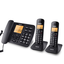 飞利浦数字无绳电话机 无线单机座机电话子母机一键拨号 办公家用老人用 一拖一二三四  DCTG152 黑色一拖二