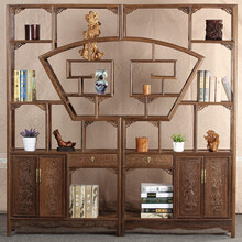 博古恒韵红木家具非洲鸡翅木（学名：非洲崖豆木）博古架扇形多宝格古董架茶架书架JCM071