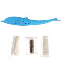 猫薄荷玩具硅胶小海豚猫咪自嗨神器咬啃刷牙洁齿磨牙棒自动逗猫器 蓝色 均码