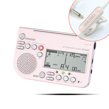 日本SEIKO精工 STH200调音器 管乐萨克斯提琴钢琴吉他古筝专业通用电子节拍器校音器 可爱粉+粉色拾音夹