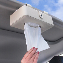 派乐特 车载纸巾盒挂式绑式两用汽车用品软皮革创意遮阳板椅背扶手箱车内天窗抽纸盒餐巾纸装饰米色