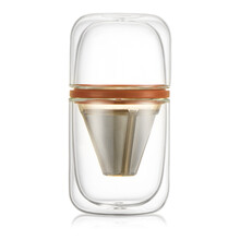 帝国（Diguo)咖啡杯便携套装 童心杯 手冲杯挂耳咖啡过滤杯便携套装 滴漏冷萃咖啡壶 无需滤纸萃取 玫瑰棕色款