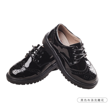 鼎玛仕男童儿童中大童青少年皮鞋礼服新款演出亮面系带男孩皮鞋 黑色布洛克雕花皮鞋 34码/内长21.8cm