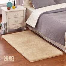 皇中皇加厚羊羔绒地毯客厅茶几卧室地垫床边毯长方形地毯满铺可水洗 加厚加长加大床头垫子飘窗垫 浅驼 50*80cm