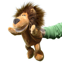 小鼠乐乐 手偶玩具老虎狮子猴子猩猩鹿大象考拉河马羊浣熊鳄鱼熊猫兔子偶安抚早教亲子互动娃娃毛绒玩具 棕狮子全长30cm