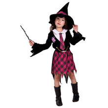 欢乐派对 万圣节儿童表演演出服装儿童服装女童舞会舞台cosplay服饰衣服魔法小女巫婆蝙蝠服装衣服 儿童魔法学员 XL码(1米3到1米4高的孩子