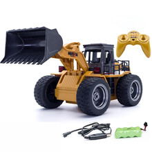 汇纳玩具 无线遥控叉车翻斗车推土机充电工程车装载机铲车自卸车合金儿童运输车玩具遥控车 遥控装载车