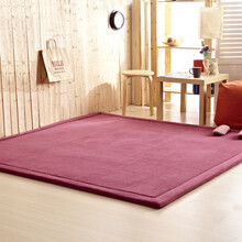 儿童学步爬行垫爬行毯加厚保暖 珊瑚绒榻榻米地毯日式定制 室内卧室防滑地垫 深豆沙 100*100cm