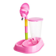 聚宠狗饮水器喂水立式宠物自动猫咪饮水机泰迪水壶挂式节节高喂食 玫红色新双座饮水器