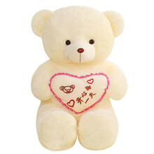 泰迪熊公仔毛绒玩具布娃娃玩偶1.6米抱抱熊大号送女友情人节生日礼物大熊熊猫公仔 奶白色开心每一天 抱抱熊1.2米【送玫瑰花】