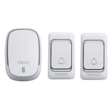 卡佳斯CACAZI   二拖一  家用无线门铃 交流远距离遥控电子门铃老人呼叫器可调音量音乐 银色