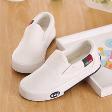 回力 回力童鞋小白鞋运动鞋中大童女童帆布鞋男童一脚蹬低帮春秋板鞋潮 白色 24/170内长约16.5CM