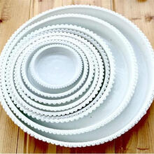 雅亭 鑫腾花卉 圆形塑料托盘 花盆托盘 白色 红色托盘 圆形波浪边 塑料花盆盆栽办公室桌面托 240型内口径18厘米 白色