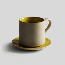 九土 纯手工马卡龙色个性简约情侣日式陶艺术手冲单品咖啡杯碟组 直款-黄色