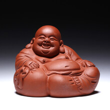 宜兴紫砂茶玩茶宠 弥勒小佛笑口常开 手工精品 茶盘摆件 茶玩