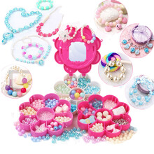 乐吉儿串珠首饰盒儿童手工礼盒穿珠子diy项链女孩玩具圣诞礼物 花型炫彩首饰盒