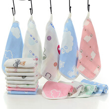 六层纱布婴儿口水巾 纯棉25*25cm蘑菇新生儿口水巾喂奶巾儿童宝宝方巾小毛巾手帕 男宝宝颜色随机 0-3岁