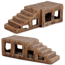 SOBO乌龟晒台龟缸爬台浮台浮岛大号小号造景石鱼缸假山木化石假山石树脂乌龟晒台石造景装饰晒背台 中龟桥陶瓷爬台 长19宽8高6.5CM