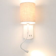 玛兰名灯（MERLONG） 卧室床头阅读灯简约现代北欧壁灯酒店客厅书房装饰灯背景墙壁灯 亚麻罩款【5瓦-3000k】