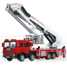 凯迪威合金工程车模型1:50登高消防车折叠伸缩云梯车儿童玩具车 登高消防车