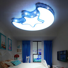 伊美居卧室吸顶灯月亮星星卧室灯饰灯具儿童房灯LED吸顶灯儿童灯吸顶灯温馨简约 45cm蓝框单白光20W