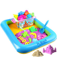 乾越（qianyue） 太空彩色沙玩具沙套装儿童宝宝粘土彩沙魔力沙橡皮泥沙子 5斤套装紫色（70个模具+沙盘+纯沙4斤）