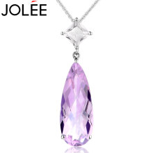 羽兰JOLEE 项链 紫水晶银吊坠 彩色宝石简约时尚锁骨链配饰品送女友生日礼物