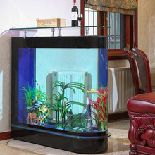 【支持送装】阿诺克鱼缸水族箱落地圆形吧台大型金鱼缸生态侧过滤免换水客厅家用1.2米 钢琴黑 落地款长0.6米宽42高126cm