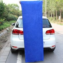 饰说 洗车毛巾擦车毛巾汽车纤维大号吸水毛巾抛光打蜡抹布 60*160超厚磨绒蓝色1条装