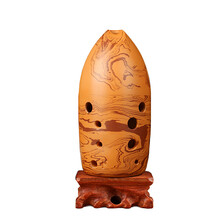 永田七星埙 十孔埙乐器初学专业演奏陶勋自然岩纹双腔笔筒埙 D调 — 低沉厚重