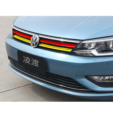 汽车适用于大众凌渡朗逸捷达途观途前脸改装 安帕萨特迈腾速腾专用改装贴纸中网三色改色膜 凌度